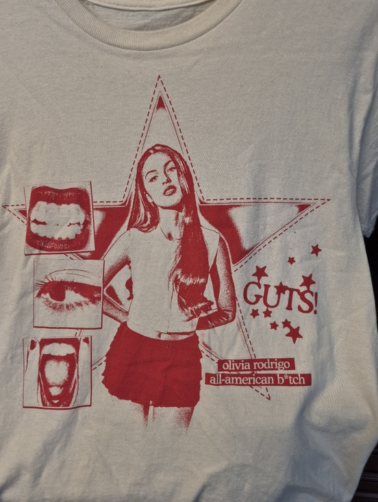 Olivia Rodrigo Tops - Olivia Rodrigo "Guts" Graphic Tee - White & Red